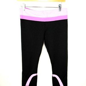 Lululemon Crop Capri Leggings Black Pink Yoga Pant